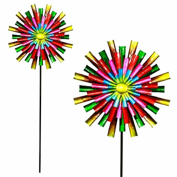 Lawnitator 81 in. Multi Color Metal Prismatic Colorful Flower Wind Spinner LA2745023